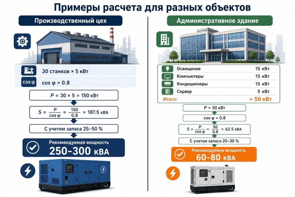 Пример расчета для разных объектов