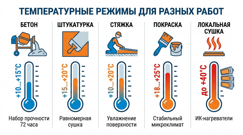 рекомендации для работы при разных температурных режимах