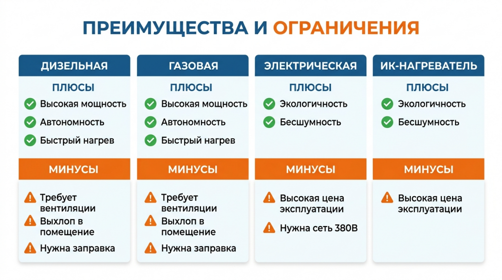 сравнение пушек по способу обогрева