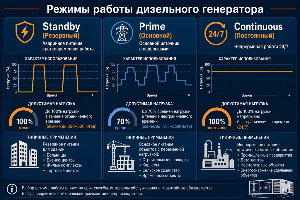 Режим работы дизельного генератора